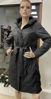Kép: Fekete Öves Zsebes Anyagában Cikk-Cakk Mintás Téli Kabát