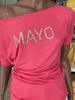 Kép: Mayo Chix Pink Ezüst Strasszos Feliratos Ejtett Vállú Jenna Felső