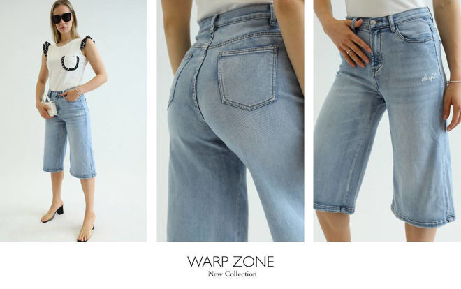 Kép: Warp Zone Világos Térdig Érő Farmer Nadrág