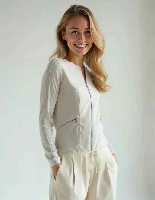 Kép: Extyn Fehér Műbőr Cipzáros Dzseki