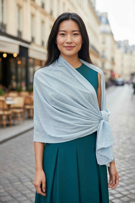 Kép: Világos Kékesszürke Muszlin  Kendő