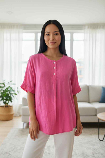 Kép: Rózsaszín Gombos Lenge Felső