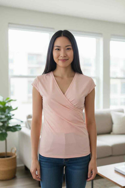 Kép: Envy Babarózsaszín Átlapolt Ráncos Felső