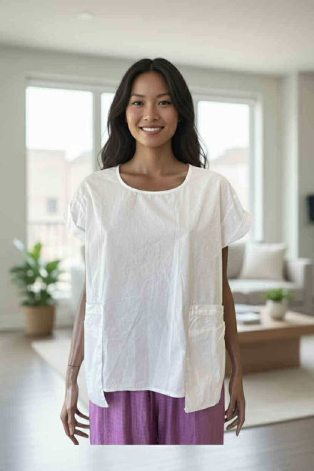 Kép: Fehér Zsebes Elől Rövid Hátul Hosszú Felső