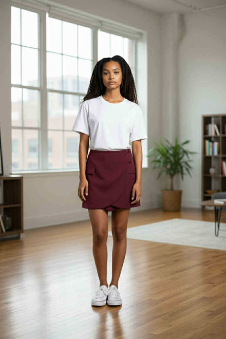 Kép: Envy Burgundi Átlapolt Szoknya-Nadrág