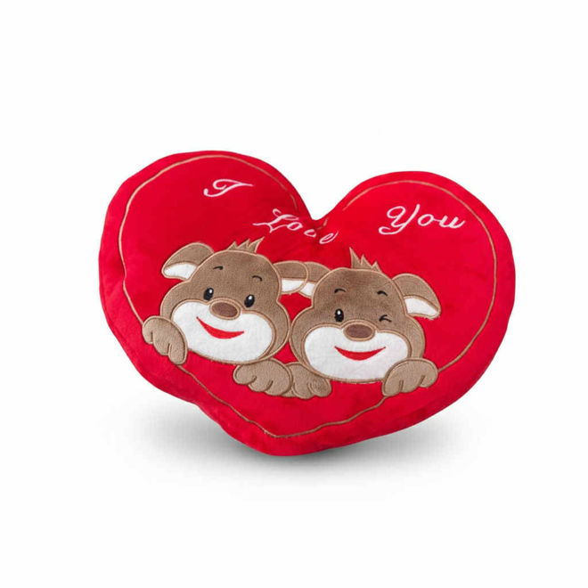 Kép: Szíves plüss kutya páros párna