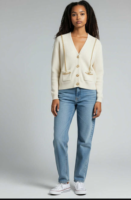 Kép: Fehér Arany Díszes Gombos Felső