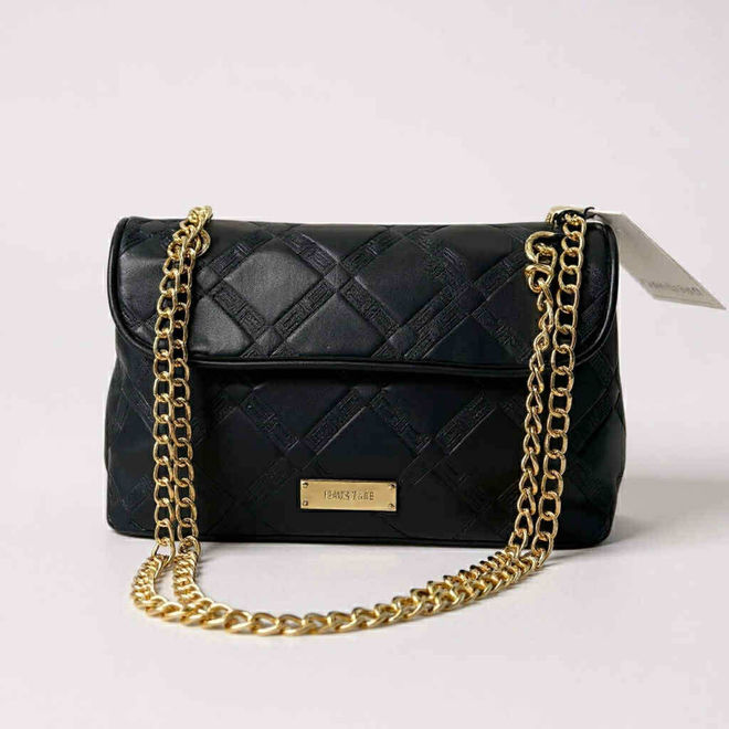 Kép: Fekete Mintás Arany Láncos Táska