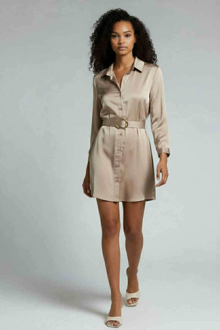 Kép: Ezüst Fényes Öves Fodros Ruha