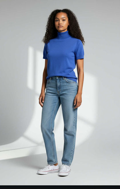 Kép: Kék Színű Garbós Felső