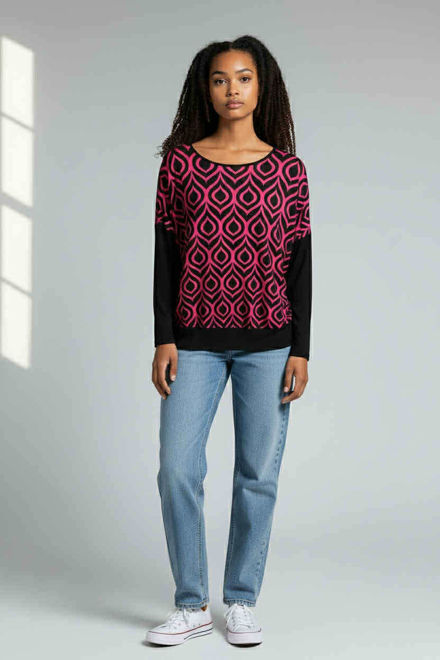 Kép: Masca Rózsaszín Fekete Mintás Lezser Felső