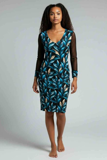 Kép: Masca Kék Mintás V Kivágású Ruha