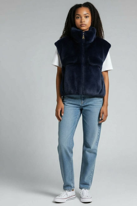 Kép: Sötétkék Műszőrme Mellény