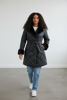 Kép: Fekete Hosszú Kötős Szőrme Kapucnis Kabát