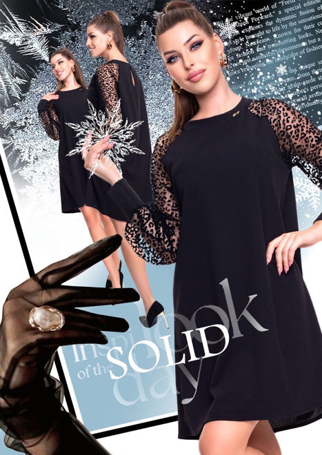 Kép: Mayo Chix Solid Fekete Tüll Mintás Ruha