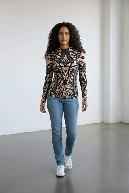 Kép: Barna Köves Mintás Félgarbós Felső