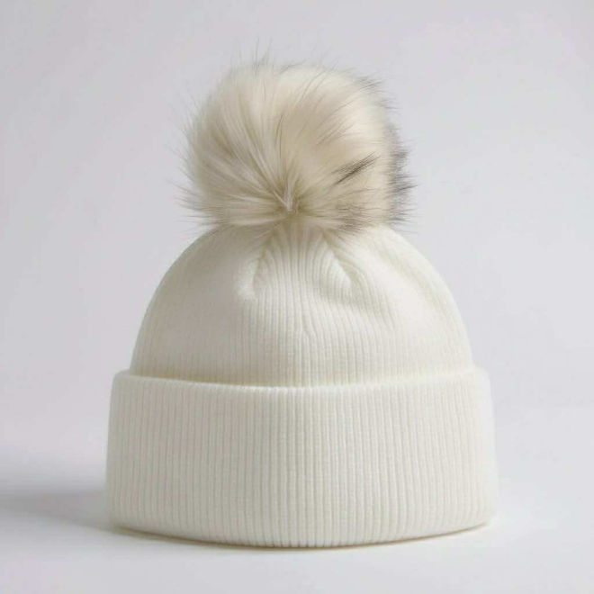 Kép: Fehér Bolytos Kötött Sapka