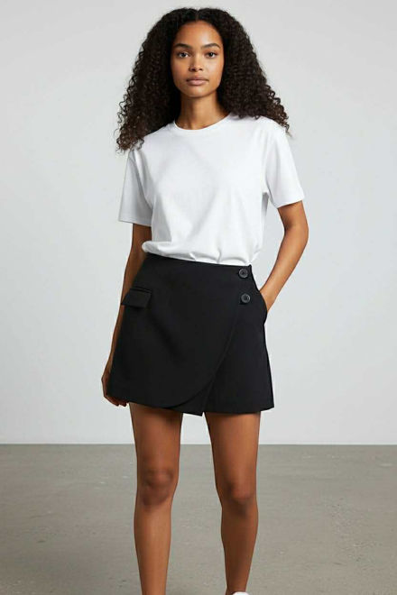 Kép: Envy Fekete Átlapolt Szoknya Nadrág