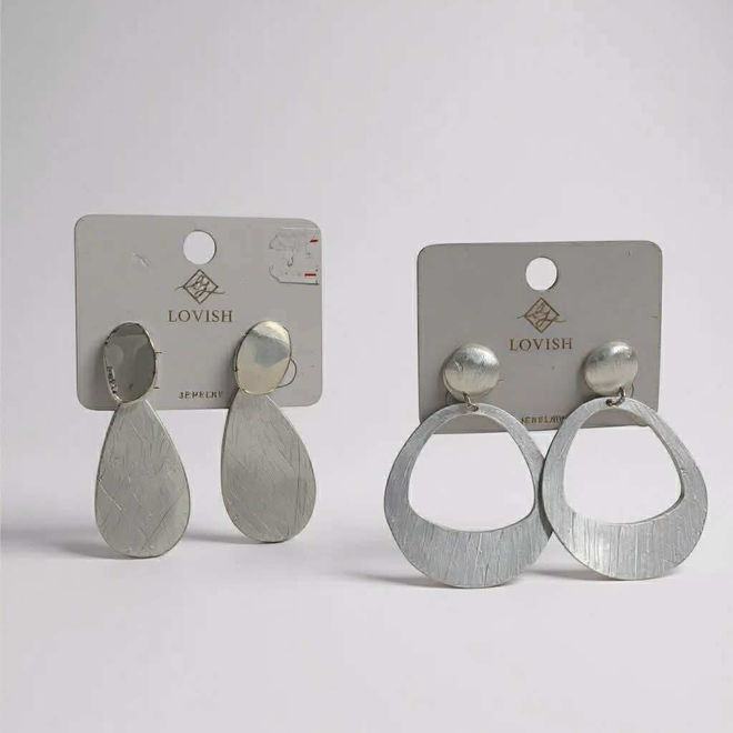 Kép: Ezüst Kétféle Mintázatú Fülbevaló